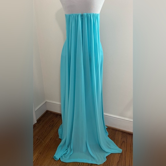 Strapless Formal w/front slit and back draped train- Sz 12 - Picture 2 of 10